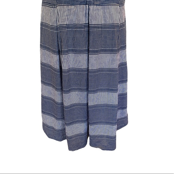 Nine West blue sleeveless check pattern button front pleated cotton dress size14 - Picture 3 of 16